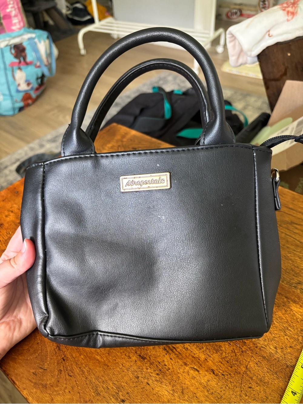 Vintage Downtown Girl Y2K Aeropostale Black Mini Top-Handle Bag